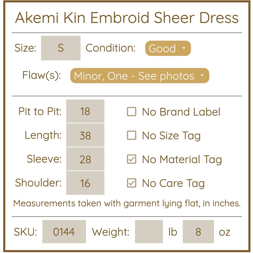 Akemi Kin Anthropologie Womens Embroidered Beaded Sheer Midi Dress S Boho Folk - Picture 9 of 9